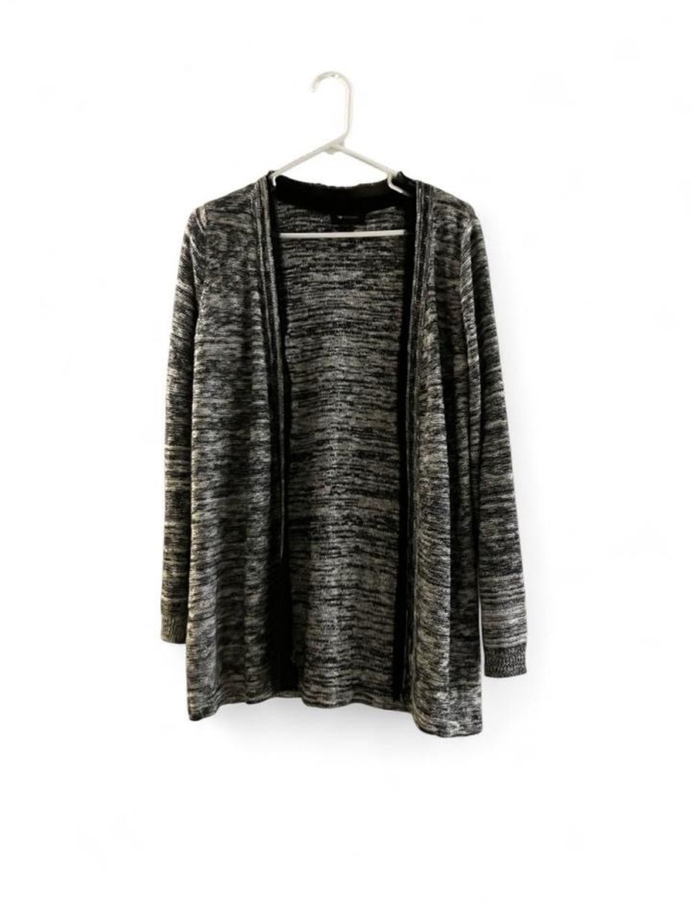 AB Studio Marled Open-Front Cardigan - Black & Gray